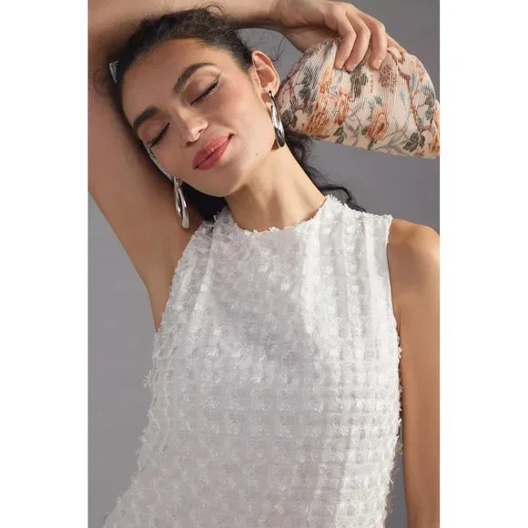 Anthroplogie Eva Franco Textured Asymmetrical Dress w/Floral Sunburst Pattern - Picture 2 of 7